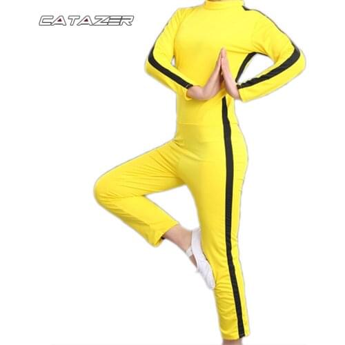 Bruce Lee Rompers for Adults Yellow Wushu Uniforms Kung Fu Set Wu Shu Clothing Chinese Costume for Men Martial Arts Products