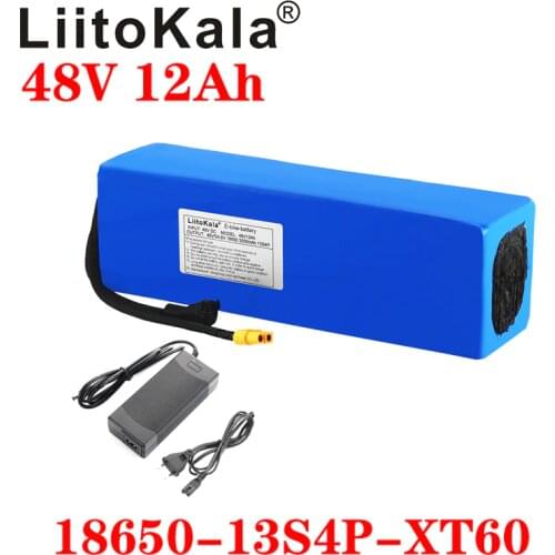 LiitoKala 48V 12Ah 18650 E-bike battery li ion battery pack bicycle scoot conversion kit bafang 1000W XT60 plug 54.6V Charger