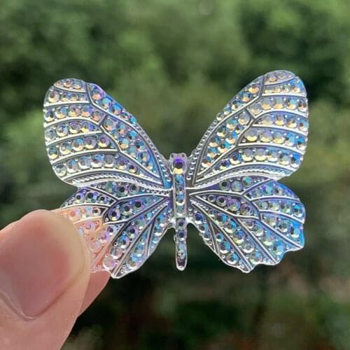 Beautiful crystal butterfly flat back wedding decoration DIY resin scrapbook jewelry accessories 4pcs/lot