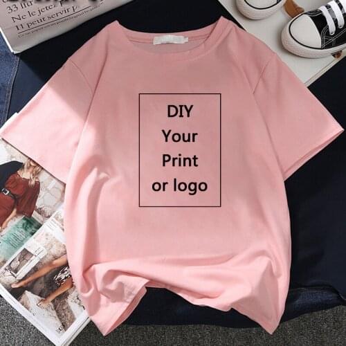 Summer Customized Printing T Shirt women DIY Your like Photo or Logo Pink Top Tees Heat Transfer Process t-shirt female clothing