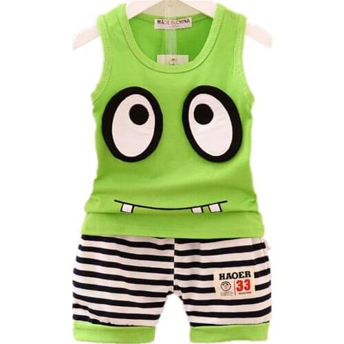 2020 Summer Baby Clothes Cartoon Short Sleeved T-shirt Top + Pants Newborn Baby Boys Girls Clothes Sets Kids Bebes Suits E0027