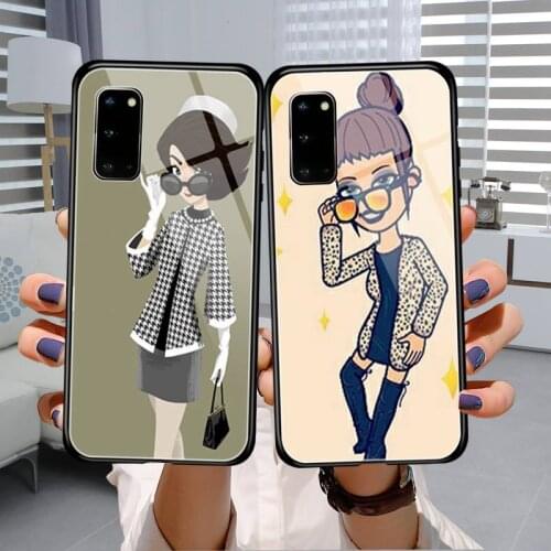 Fashion girl Phone Case Tempered Glass For Samsung S7 S8 S9 S10E S20 21 30 Plus ultra Note 8 9 10 Plus A7 2018