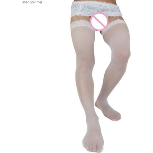 Shengrenmei Mens Lace Stockings Sexy Small Mesh Stocking Porno Exotic Apparel for Male Underwear Lingerie Adult Gay Stockings