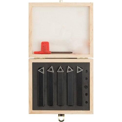 5/16" 3/8" 1/2" Indexable Carbide Turning Inserts Holder Set for Machining Lathes, 5 Pcs Set Metal Lathe Tools Inserts Bits