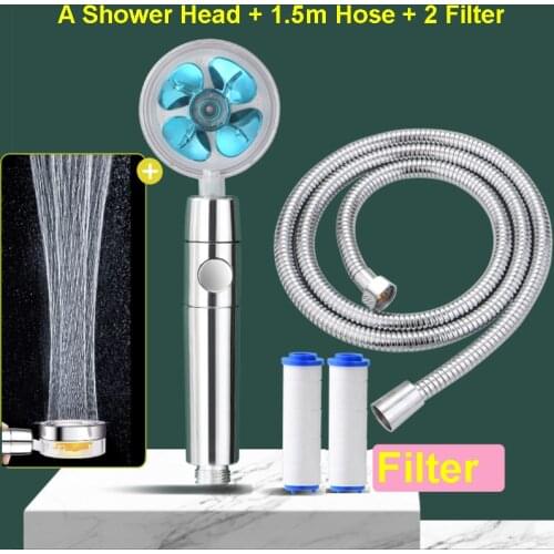 Shower Head Water Saving Flow 360 Degrees Rotating With Hose and Filter ABS Rain High Pressure spray Nozzle Bathroom Accessories