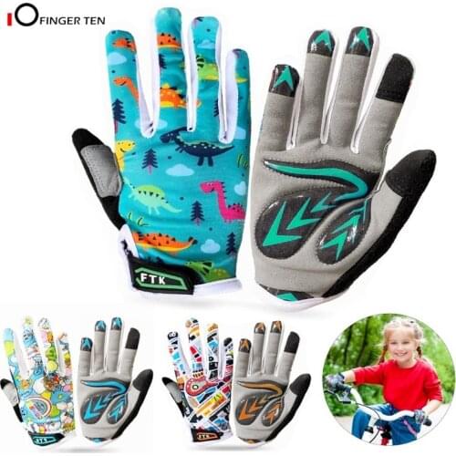 New Colorful Non Slip Bicycle Gloves for Kids Full Finger Gel Padding Cycling Glove Outdoor Sport Road Mountain Bike Age 2-11