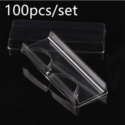 8.5*3.2*1cm Wholesale 100pcs/set Plastic Eyelashes Packaging Box Fake Eyelash Tray Storage Cover Single Case Custom Logo 40