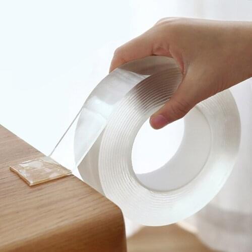 Transparent nano Magic tape Washable Reusable Double-Sided tape Adhesive Nano Traceless Sticker Removable Universal Disks Glue