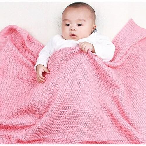 100*80cm Infant Woolen Blanket Swaddling 100% Organic Cotton Knitted Carpet for Trolley Newborn Baby Boys Girls Siesta Blankets