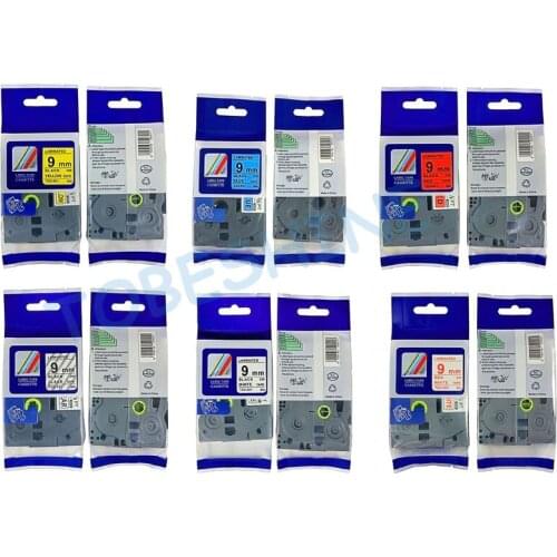 Mixed colors choosable 9mm tz laminated tape TZ221 tze121 tze421 tze521 tze621 compatible tz label tape TZ 221 label tapes 3/8"