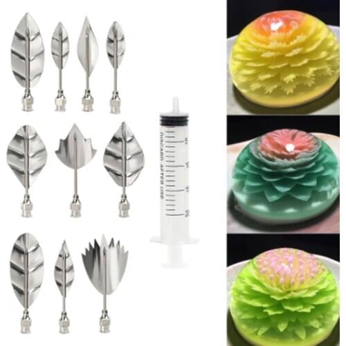 Steel 10 pcs/set Pudding Nozzle 1 Syringe Tool 3D Jelly Flower Cake Jello Gelatin DIY Cake Decorating Tools