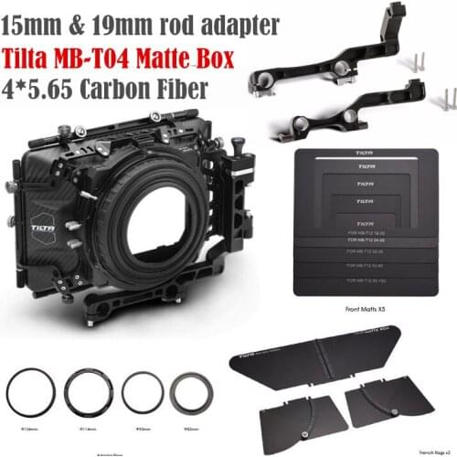 Tilta MB-T04 4*5.65 Carbon Fiber Matte box (Swing-away) with 15mm/19mm Rod Adaptor for ARRI RED SONY HDV Film Camera Rig Cage