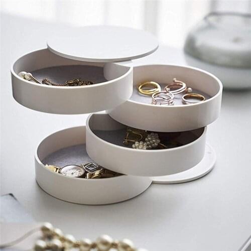 Rotating Jewelry Storage Box Cosmetic Accessories Organize Daily Household Rotated Dust-proof Storage Box Make up stockpile Lip