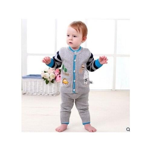 2020 Baby Girl Boy Knitted Autumn Sweater Kids Knitting Outwear Long Sleeve Baby Clothes Clothing 2Pieces(Tops+Pants)