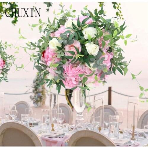 High Quality Wedding Flower Ball Leafy Artificial Flower Wedding Decorations Banquet Hotel Dinner Table Background Customizable