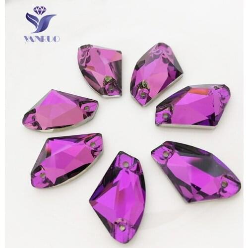 YANRUO 3256 Galactic Amethyst Sew On Crystal Gems Stones Rhinestone Wedding Dresses For Jewelry making Decoration Dress