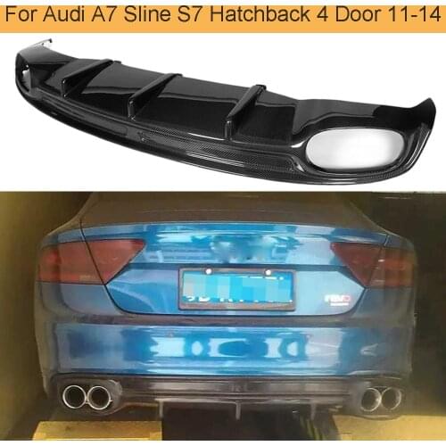 Carbon Fiber Rear Bumper lip spoiler diffuser for Audi A7 S line S7 Hatchback 4 Door 11-14 Non A7 Standard Four Outlet Grey FRP