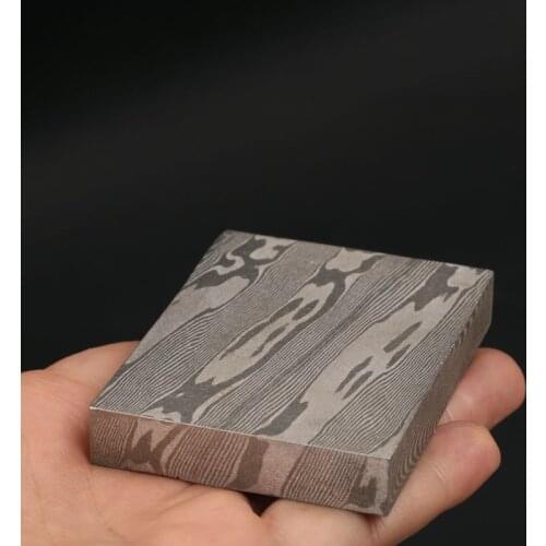 Damascus Steel Billet Bar 11mm thick Jewelry Buckle Rings Watch Making Supply Twist pattern Stainless HRC18