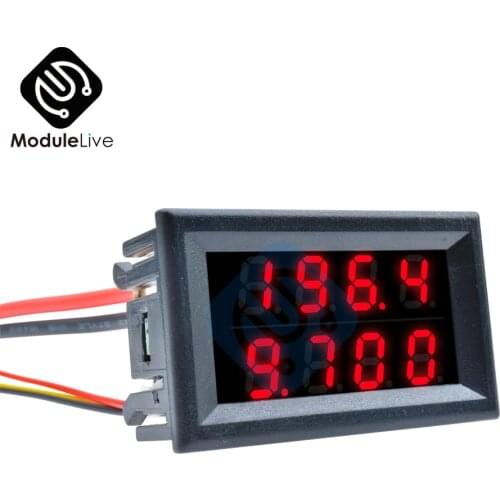 0.28 Inch Dual Display Digital Voltmeter Ammeter DC 4 Bit 5 Wires DC 200V 10A Voltage Current Meter Power Supply Red Red LED