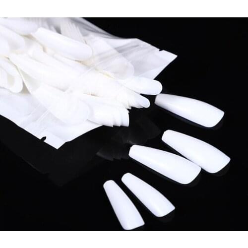 100Pcs Pure White Full Cover Nail Tips Xxl Coffin Nail Tips Ballet Fake Nails Diy Display Nails Tip DBLC-001