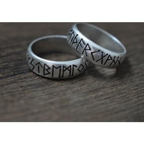 12pcs SanLan Viking Ring with Elder Futhark Runes Norse Ring Scandinavian Jewelry