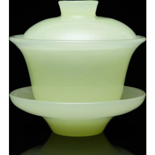 120ml Jade Porcelain Tea Bowl Green Ceramic Tea Tureen Master Cup Creative Teaware Drinkware Teapot China Gaiwan Collection Gift