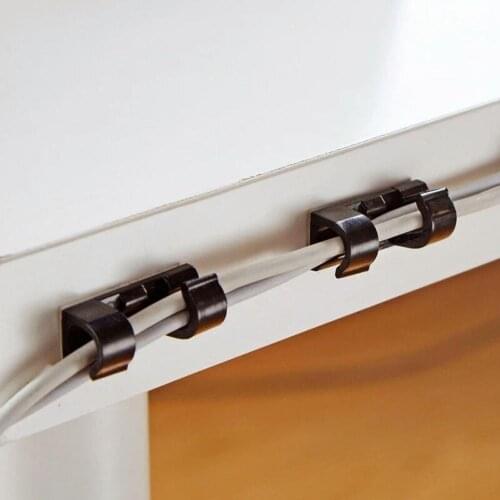 20pcs Wire Fixed Clamp USB Cord Clips Adhesive Desk Cord Clip Fixing Device Network Cables Holder Cable Clips Organizer