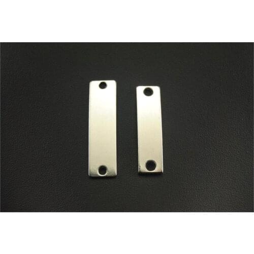 25pcs Silver Color Blank ID plates Charm Connector DIY Necklace Bracelet Findings 2 size A1016/A1364