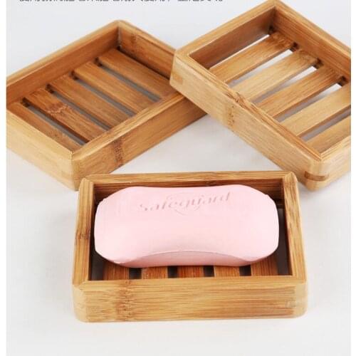 500PCS wooden soap dish bamboo soap tray holder soap holder dish box container portable household bathroom bathroom products