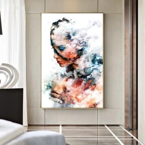 Abstract Woman Painting On Canvas Art Print Poster Cloud Figure Decorative Painting Wall Art Pictures For Living Room Home Decor