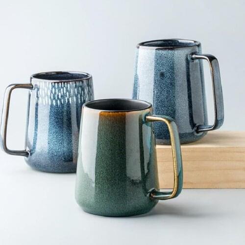 European Style Large Capacity Ceramic Water Cup Simple Couple Mug Large Nordic Retro Coffee Cup Big Belly Cup