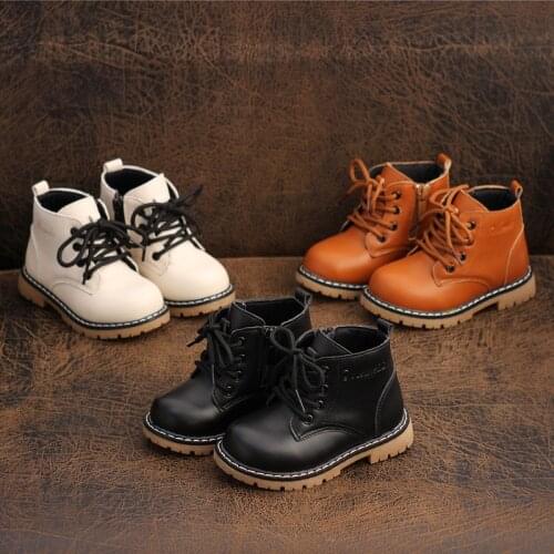 Children Martin boots boys girls soft Cow Muscle bottom boots baby side zipper boots warm cotton shoes waterproof anti-slip