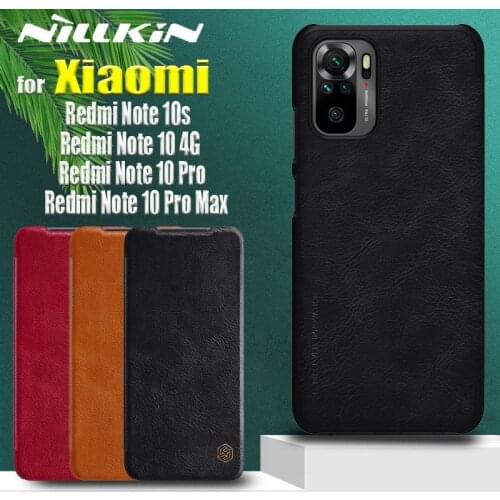 For Xiaomi Redmi Note 10 Pro Max 10s 4G Case Nillkin Genuine Soft Flip Leather Card Slot Shockproof Back Cover on Redmi Note10