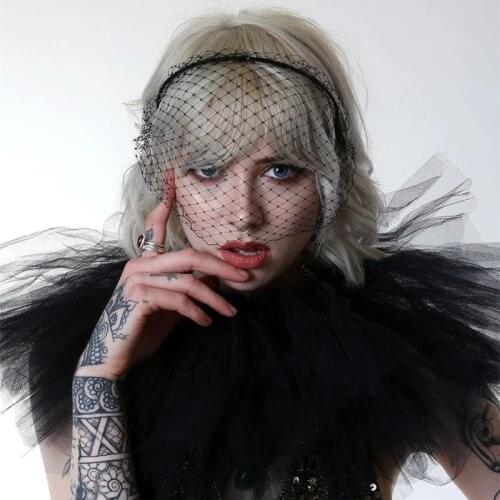 Black Veil Headwear Elegant Birdcage Veil Wedding Woman Gothic Masquerade Ball Veil Hairbands for Evening Veil 2021
