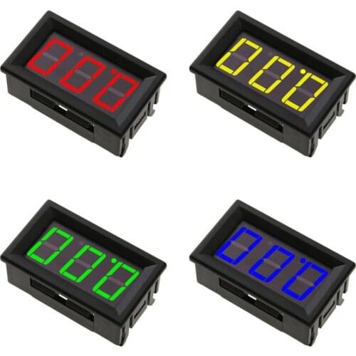 0.56inch Mini Digital Voltmeter DC0-100V Panel Amp Volt Voltage Meter Tester With 3 Wires Red Yellow Blue Green LED Display