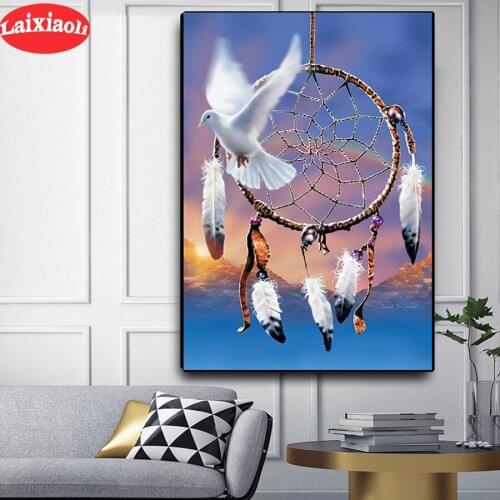 DIY 5d diamond painting full Dove of peace feather scenery diamond art embroidery with diamond mosaic cross stitch decoracion