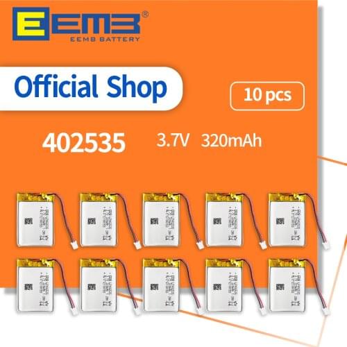 EEMB 10PCS Rechargeable Battery 402535 3.7 V 320mAh Lipo Lithium Ion Polymer Battery for Cameras Computers Doorbell WiFi Headset