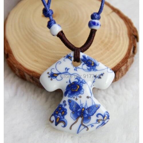 Ceramic Necklaces Jingdezhen New 2014 Fashion Vintage Jewelry Accessories Wholesale Pendants Blue And White Porcelain