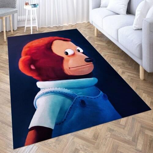 Monkey Puppet Meme Carpet for Living Room 3D Anime Cartoon Rug Gamer Teen Room Bedside Lounge Rug Kids Children Floor Mats