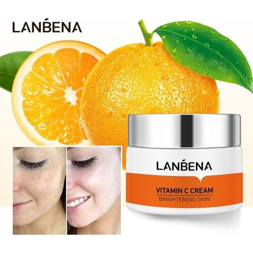 LANBENA Face Cream Vitamin C Whitening Nourish Brighten Remove Freckle Improving Dull Skin Anti Aging Refreshing Not Greasy 50g
