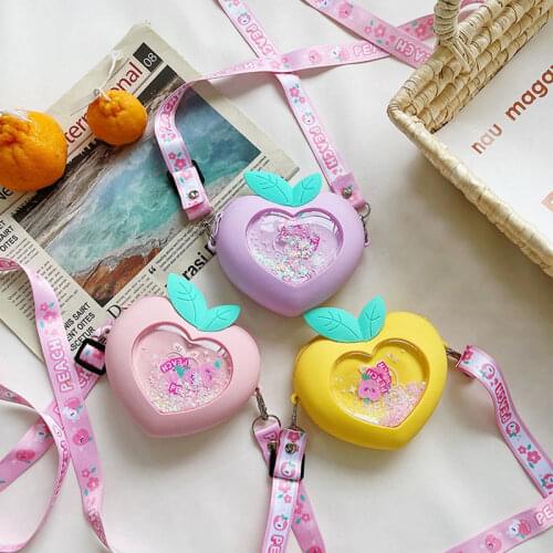 Summer Silica Gel Childrens Mini Crossbody Bags Cute Cartoon Peach Baby Girls Coin Purse Handbags Kids Gifts Small Shoulder Bag