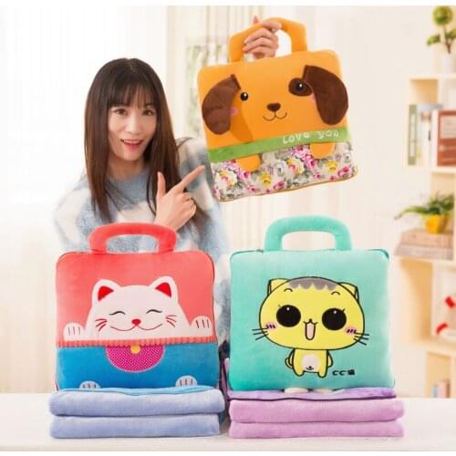 Hot Sell Cartoon Home Cushion Kids Blanket Sofa Office Nap Pillows Animal Cat Monkey Cushions Summer Blanket For Children