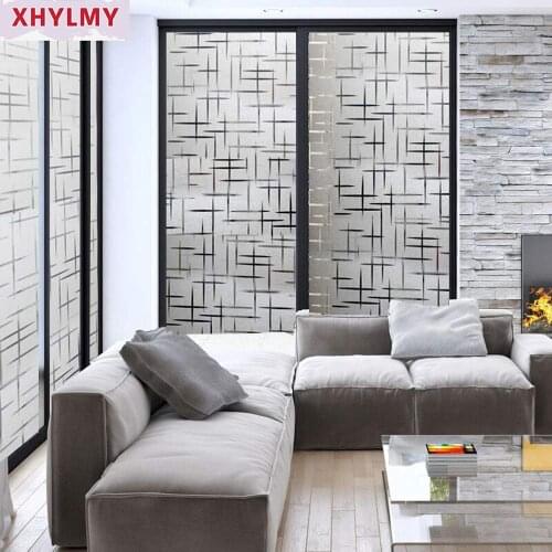 Office Cross Pattern Frosted Window Film Self-Adhesive Static Cling Privacy Opaque Glass Stickers Kitchen Room Home Decor Decals