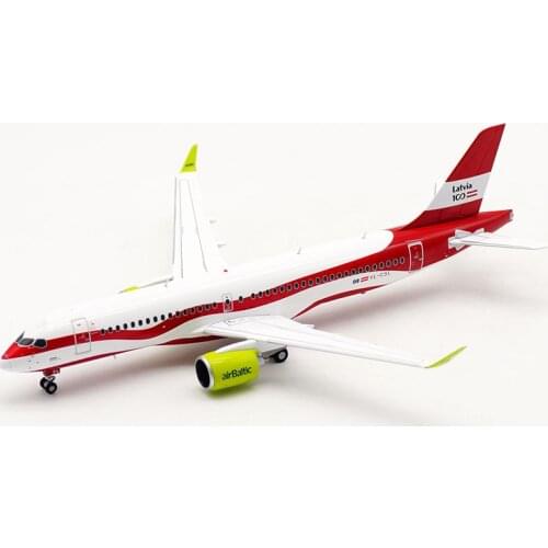 1:200 Scale A220 YL-CSL AirBaltic Airlines Airplane Aircraft Alloy Plane Model with Base Landing Gear Collectible Diecast Toy