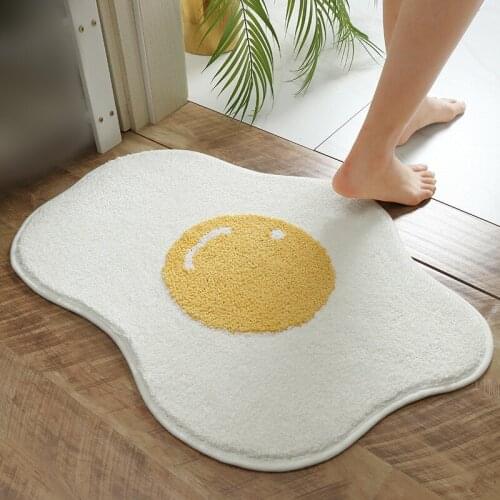 Cartoon Poached Egg Pattern Floor Mat Bathroom Water Absorption Carpet Home Living Room Bedroom Rugs Anti-slip Entrance Doormat