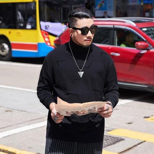 Spring and Autumn Plus Size 2Xl-5Xl 6Xl 7Xl 8Xl Big Mens Wear Trendy Sweater Loose Turtleneck Plus Thin Knitted Sweaters