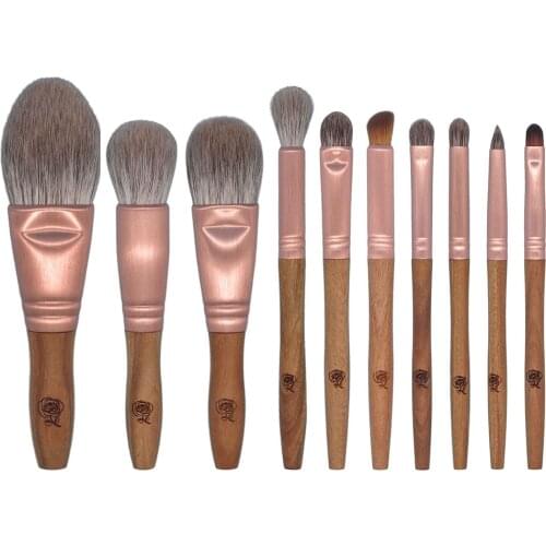 T99 Professional Handmade Makeup Brush Set 10pcs Soft Goat Fox Horse Hair Powder Eye Shadow Brush Verawood Make Up Brushes Kit
