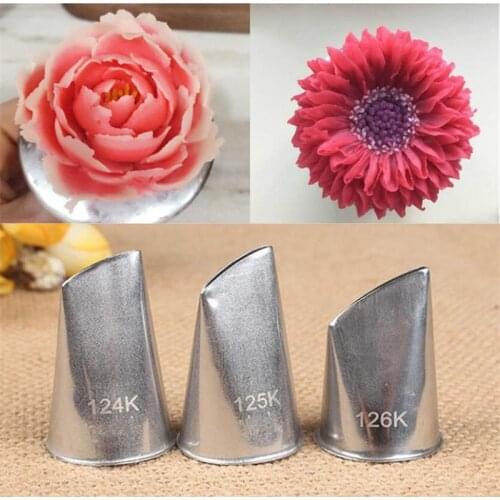 124K#125K#126K# Austin Rose Petals Stainless Steel Icing Piping Nozzles Kitchen Baking Tips Cream Fondant Decorating 3pcs set