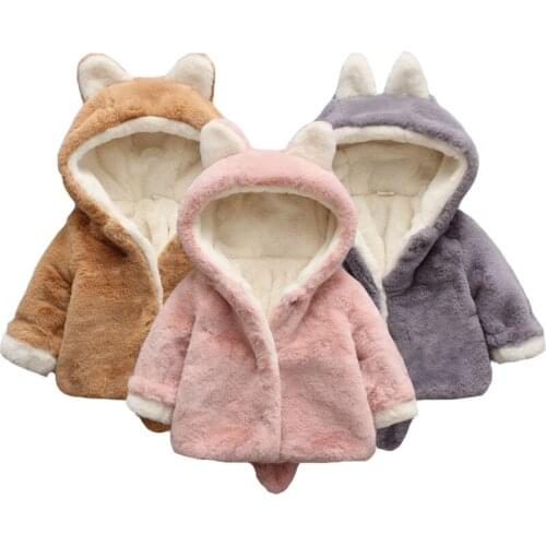 2021 New Winter Warm Jacket For Baby Girl Plush Thick Hooded Girls Windbreaker Coat + Backpack Kids Outerwear Birthday Present