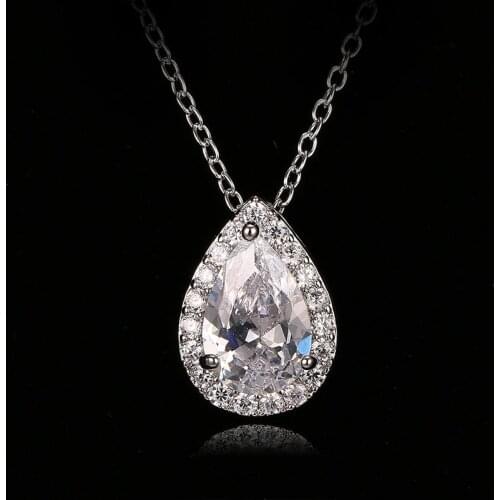Emmaya New Hot sale Fashion Zircon Necklaces & Dazzling White Gold Color Drop Shaped Pendant Necklace For Women